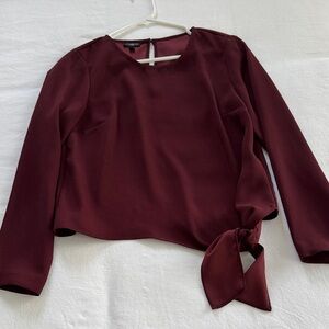 Talbots Rich Burgundy Blouse with Stylish Knot